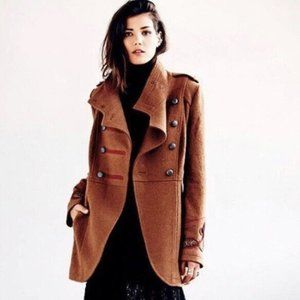 Free People boiled wool brown pea coat